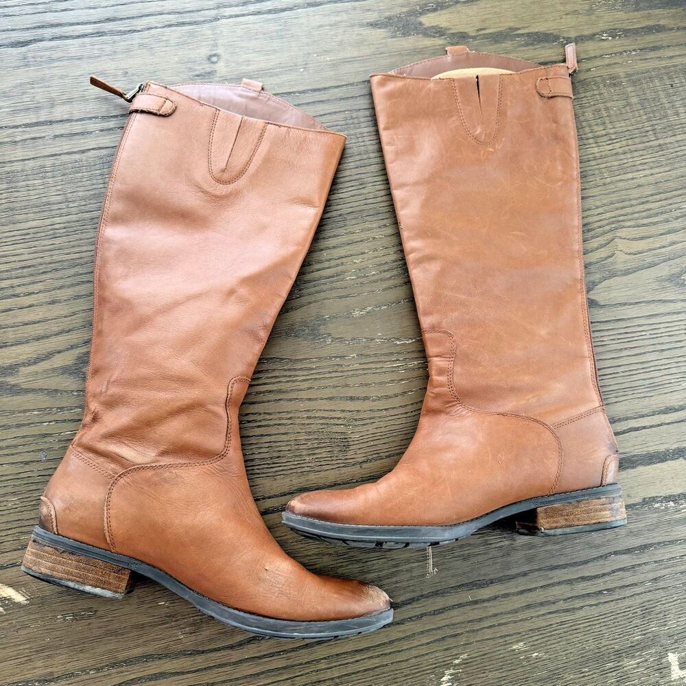Sam Edelman Womens Penny Riding Boot Size 10.5 Tall Cognac Tan Leather Boho Chic - Picture 2 of 6